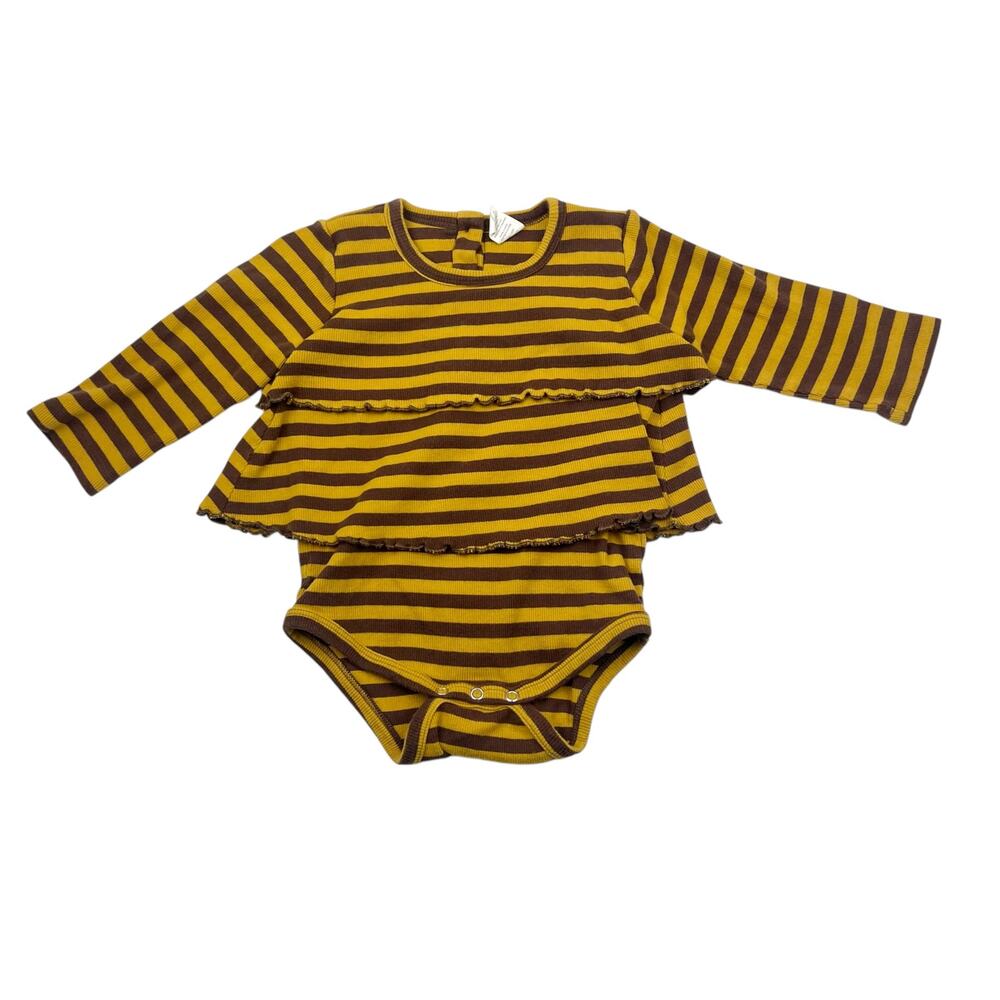 Kate Quinn Organics Ribbed Striped Tiered Bodysuit Top